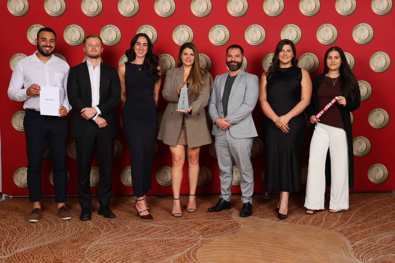The Jameson Law team on stage at the Local Business Awards